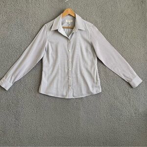 Banana Republic Women’s Non-Iron Fitted Button Down Shirt Blue & White Sz 14